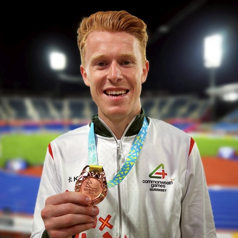 Alastair Chalmers posing with his bronze medal he won at the Commonwealth Games 2022