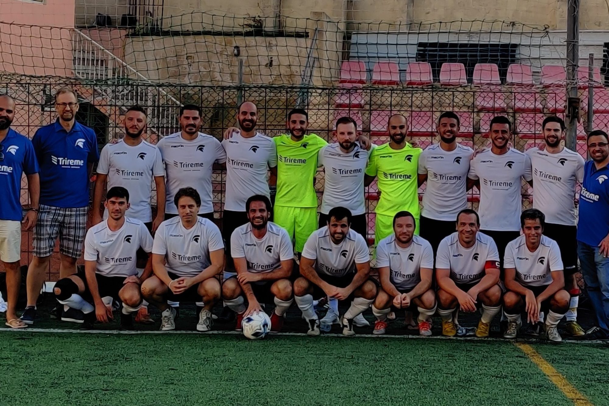 A group of men in football kit in Malta