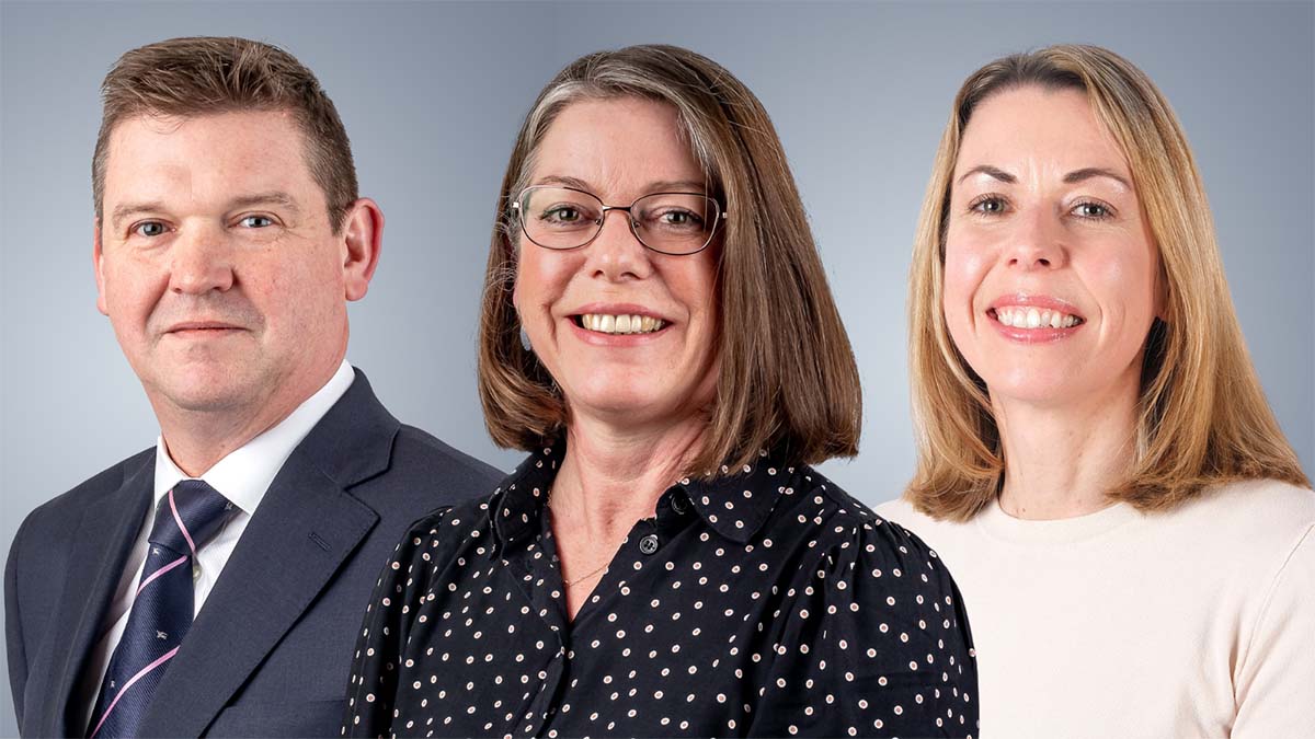 Nathan Petty, Jo Abbot, Emma Sanford smiling for professional headshots