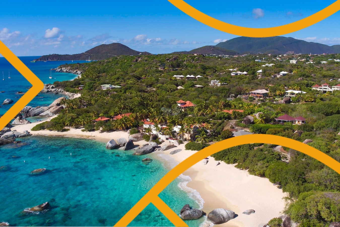 Sunny tropical beach in BVI called The Baths, Virgin Gorda