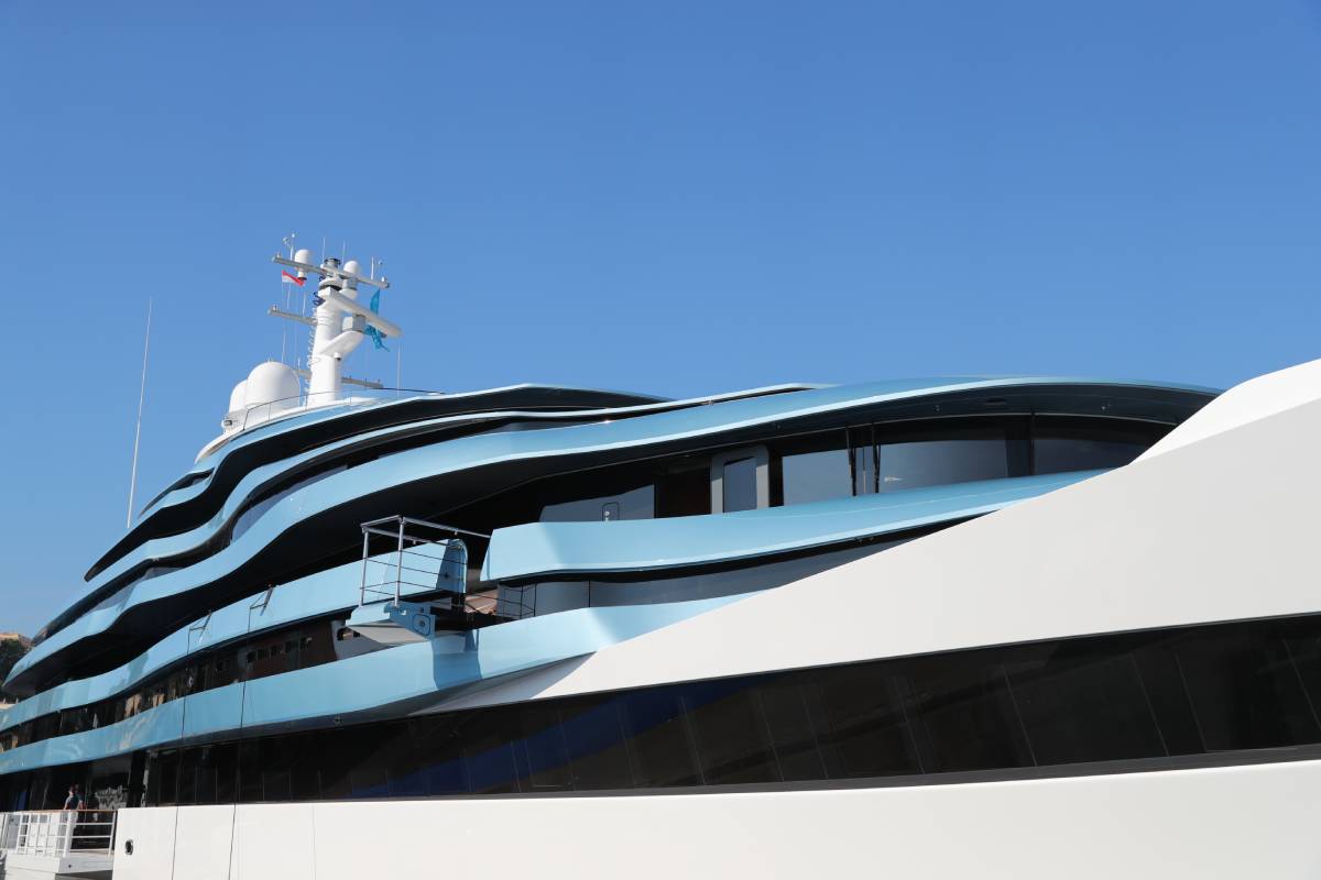 Sleek Superyacht With Blue Sky